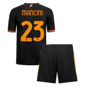 AS Roma Gianluca Mancini #23 Tredjeställ Barn 2023-24 Kortärmad (+ Korta byxor)